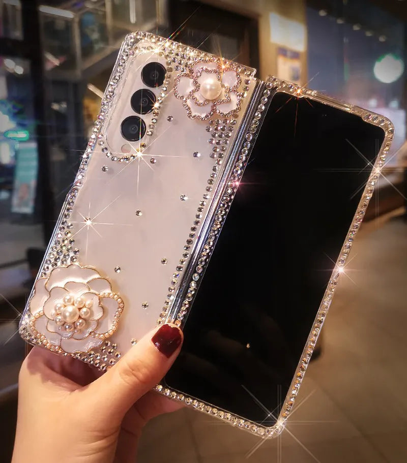Premium White Rose Z FOLD Case