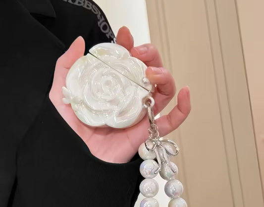 White Rose Airpods Case