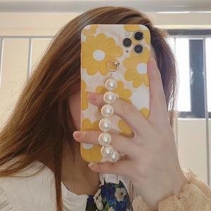 Luxury Yellow Floral Pearl Case