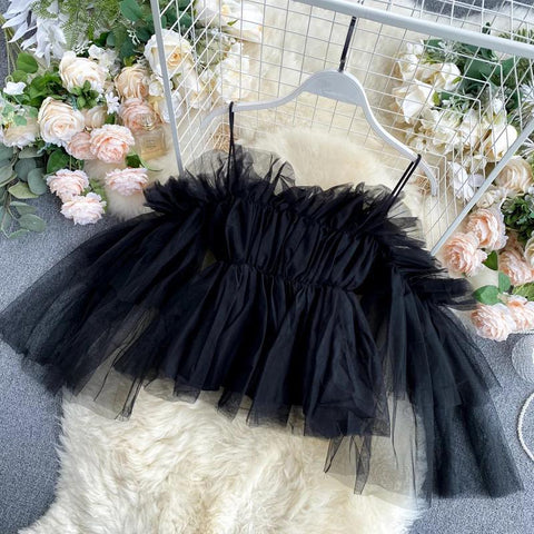 PRETTY BLACK FRILL OFF SHOULDER TOP