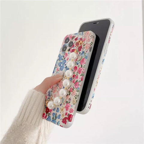 Combo Luxury Cheerful Flower Pearl Case  With Airpods Case