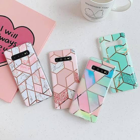 Combo Geometric Phone Case for Samsung with airpods case