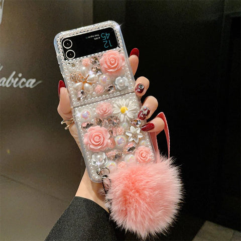 Premium Rose Studded Flip Case