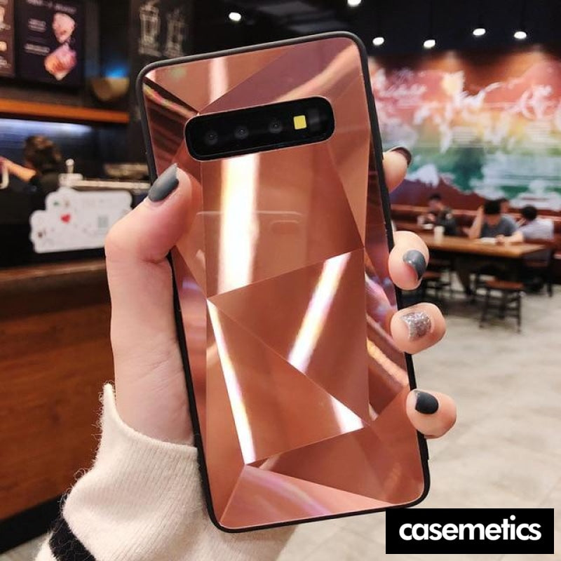 Diamond Texture Case For Samsung Rose Gold / S10