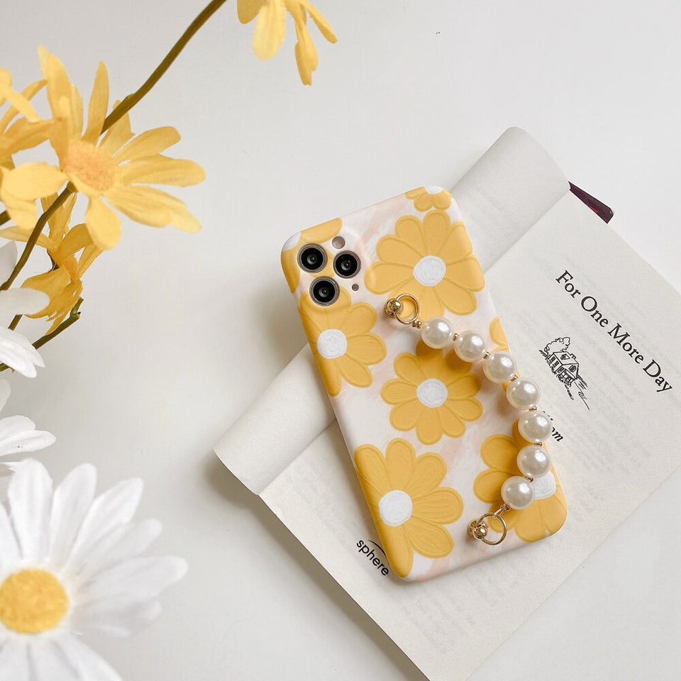 Luxury Yellow Floral Pearl Case
